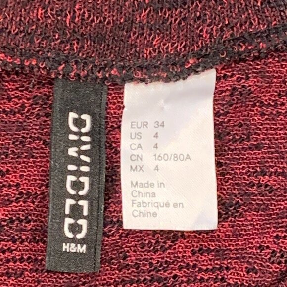 H&M Divided Knit Mini Dress Spacedye Crisscross Cutout Back Sz 4 Burgundy #188A - Picture 5 of 7